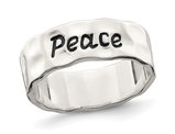 Sterling Silver Black Enamel Peace Hammered Ring